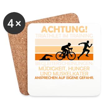 Lustiger Spruch für Triathleten Triathlon Geshcenk - Untersetzer (4er-Set) - Weiß - Vorne