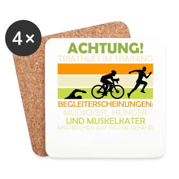 Triathlon Spruch Triathlet im Training Müdigkeit - Untersetzer (4er-Set) - Weiß - Vorne