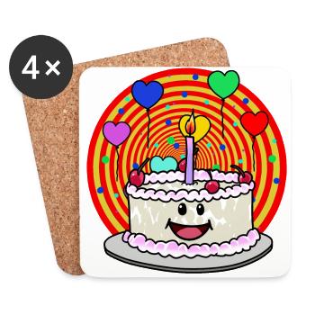 Birthday Cake Party Congratulations Kids - Coasters (set of 4) - white - Front