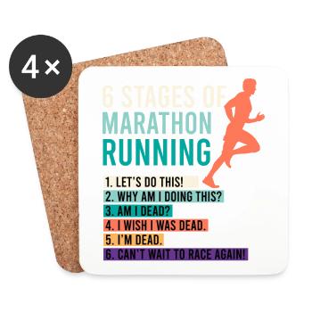 6 Stages of Marathon Running Saying Runner Funny - Coasters (set of 4) - white - Front