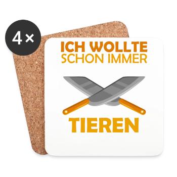 Lustiger Spruch für Grill Männer Metzger Tier - Untersetzer (4er-Set) - Weiß - Vorne