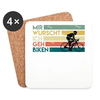 Fahrrad Spruch Mir wurscht ich geh biken Biker - Untersetzer (4er-Set) - Weiß - Vorne
