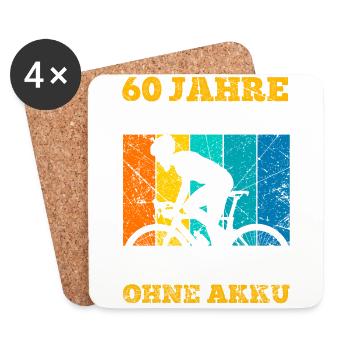 60 Jahre und noch immer ohne Akku 60. Geburtstag - Untersetzer (4er-Set) - Weiß - Vorne