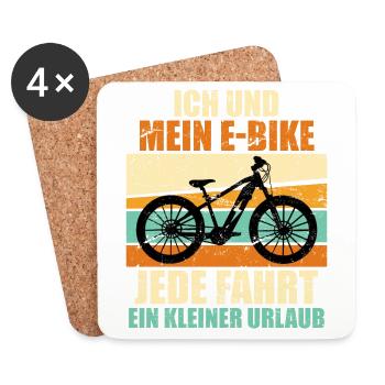 E-Bike Geschenk Spruch Vintage Fahrrad Witz Rente - Untersetzer (4er-Set) - Weiß - Vorne