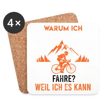 Fahrrad Spruch ich fahre ohne Akku Anti E-Bike - Untersetzer (4er-Set) - Weiß - Vorne