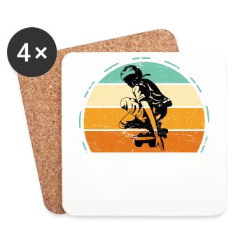 Vintage Longboard Longboarder Geschenk Retro Sonne - Untersetzer (4er-Set) - Weiß - Vorne