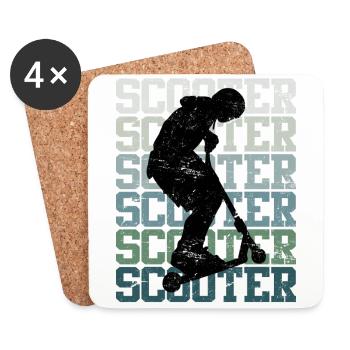 Scooter Roller Skater Schriftzug Skate Silhouette - Untersetzer (4er-Set) - Weiß - Vorne