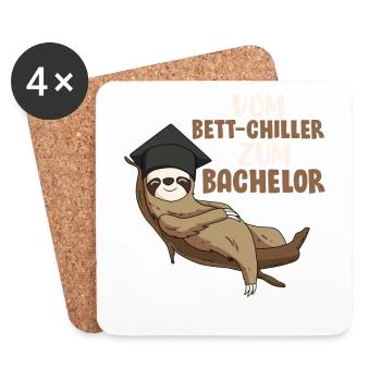 Bachelor Abschluss Geschenk Faultier Bett-Chiller - Untersetzer (4er-Set) - Weiß - Vorne
