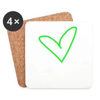 Light green heart gift idea - Coasters (set of 4) - white - Front