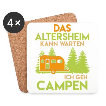Camping Rentner Spruch das Altersheim kann warten - Untersetzer (4er-Set) - Weiß - Vorne