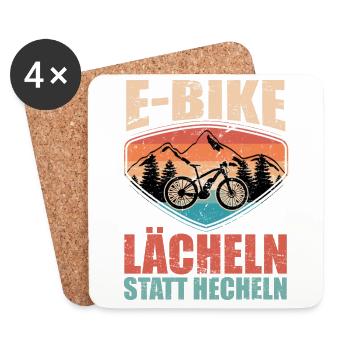 E-Bike Lächeln statt hecheln Camping Mountainbike - Untersetzer (4er-Set) - Weiß - Vorne