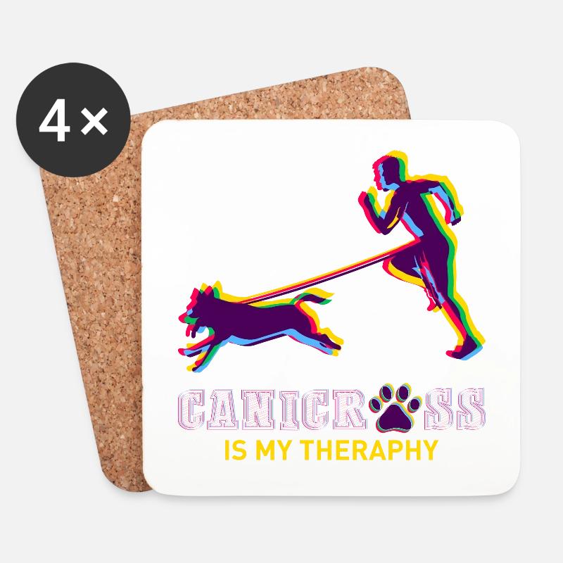 Canicross is my Therapy Zughund Sport Geschenk - Untersetzer (4er-Set) - Weiß