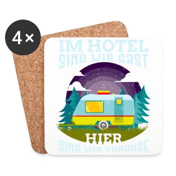 Wohnwagen Spruch im Hotel sind wir Gast Camper - Untersetzer (4er-Set) - Weiß - Vorne