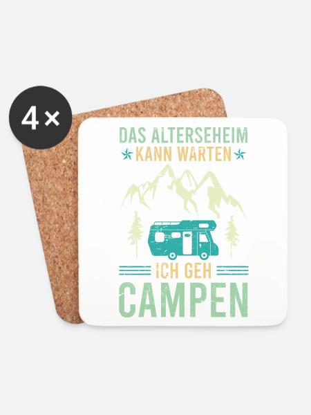 Altersheim kann warten ich geh campen Camper - Untersetzer (4er-Set) - Weiß