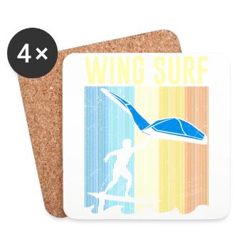 Wing Surf Geschenk Wing Foiler Retro Vintage - Untersetzer (4er-Set) - Weiß - Vorne