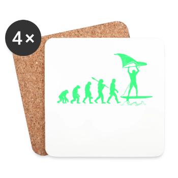 Wing Foil Evolution Affe Mensch Foiler Entwicklung - Untersetzer (4er-Set) - Weiß - Vorne