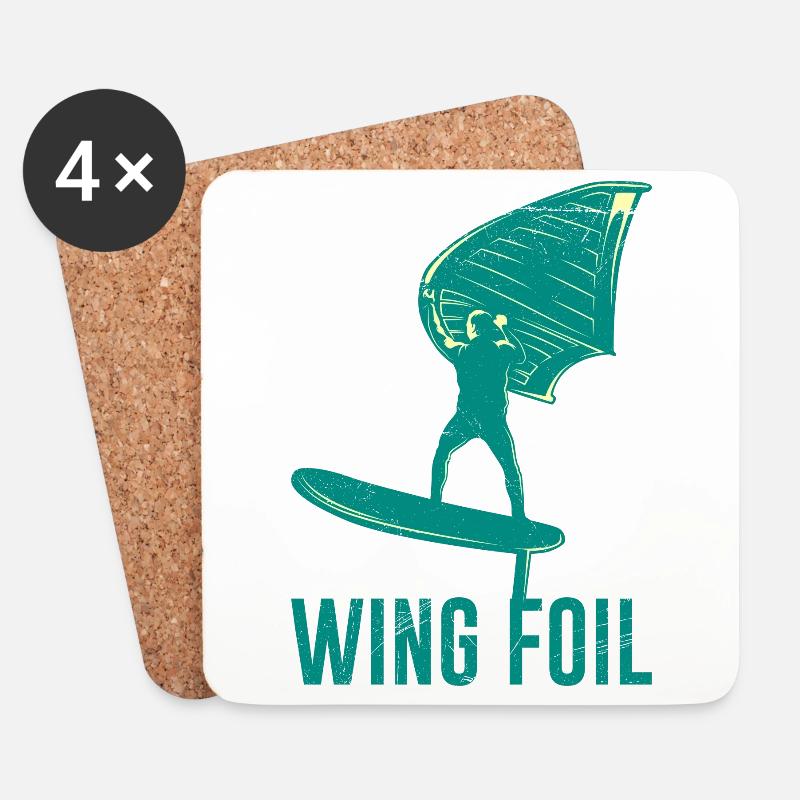 Wing Foil Wing Surf Geschenk Wassersport Foiler - Untersetzer (4er-Set) - Weiß