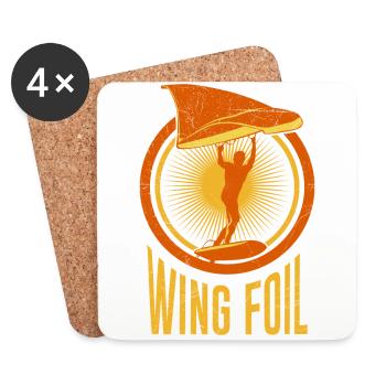 Wing Foil Wing Surf Gift Foil Surfer Saying - Coasters (set of 4) - white - Front