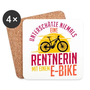 E-Bike Rentnerin Frauen Damen Geschenk Spruch - Untersetzer (4er-Set) - Weiß - Vorne