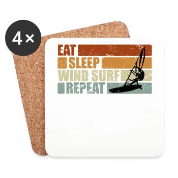 Eat Sleep Windsurf Repeat Windsurfer Geschenk - Untersetzer (4er-Set) - Weiß - Vorne