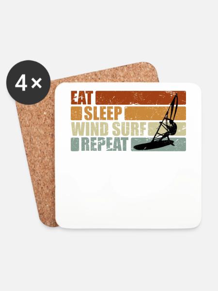 Eat Sleep Windsurf Repeat Windsurfer Geschenk - Untersetzer (4er-Set) - Weiß