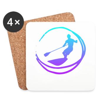 Stand paddle silhouette SUP cadeau paddle - Dessous de verre (lot de 4) - blanc - Devant