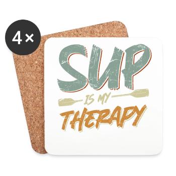 SUP Stand up Paddle Saying SUP is my therapy - Coasters (set of 4) - white - Front
