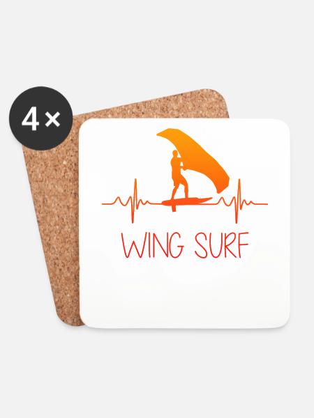 Wing Surf Wing Foil Herzschlag Geschenk Foiler - Untersetzer (4er-Set) - Weiß