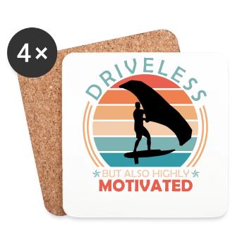 Wing Foil saying driveless but highly motivated - Coasters (set of 4) - white - Front