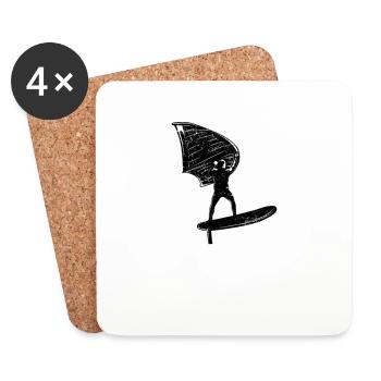 Retro Wing Foil Wing Surf Gift Moon - Coasters (set of 4) - white - Front