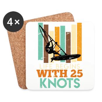 Retro Windsurf Spruch Windsurfer Witz Geschenk - Untersetzer (4er-Set) - Weiß - Vorne