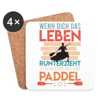 Kajak Spruch Kajakfahrer Geschenk Paddel Los - Untersetzer (4er-Set) - Weiß - Vorne