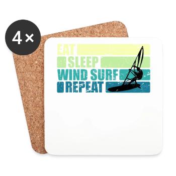 Vintage Windsurfer Geschenk Eat Sleep Windsurf - Untersetzer (4er-Set) - Weiß - Vorne