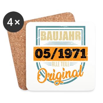 Baujahr 05/1971 Geschenk 50. Geburtstag 50 Jahre - Untersetzer (4er-Set) - Weiß - Vorne