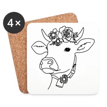 Cow Beauty - Coasters (set of 4) - white - Front