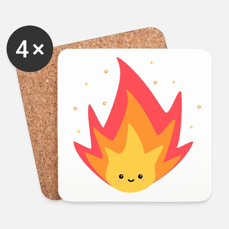 Flame | Feuer | Feuer - Untersetzer (4er-Set) - Weiß