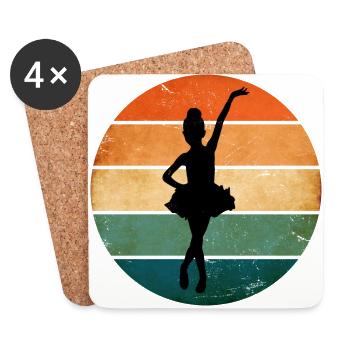 Ballerine Danse Avant rétro coucher du soleil - Dessous de verre (lot de 4) - blanc - Devant