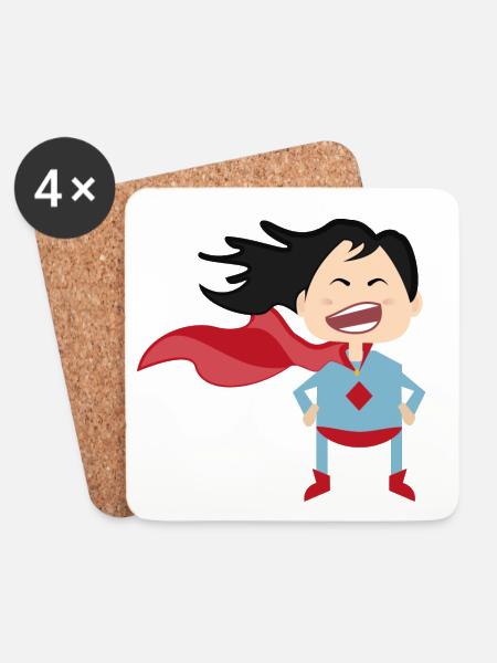 Superheldin - Untersetzer (4er-Set) - Weiß