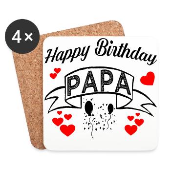 happy Birthday Papa! Geburtstags Glückwunsch Papa - Untersetzer (4er-Set) - Weiß - Vorne