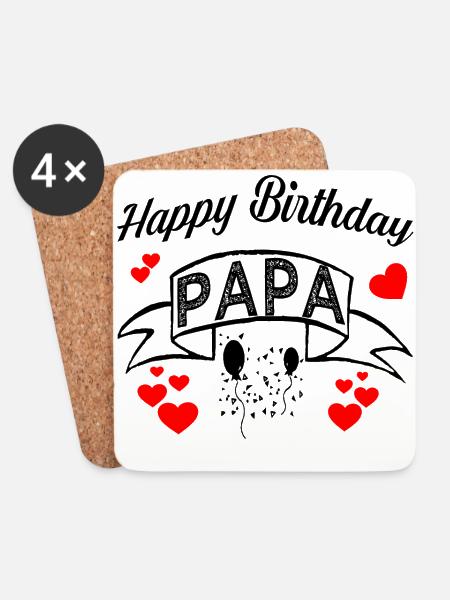happy Birthday Papa! Geburtstags Glückwunsch Papa - Untersetzer (4er-Set) - Weiß