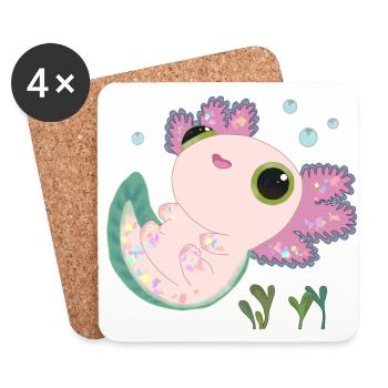 Süßes Axolotl - Untersetzer (4er-Set) - Weiß - Vorne