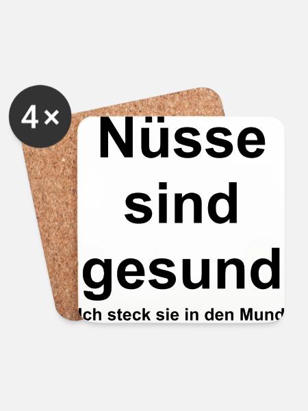 Nüsse sind gesund - Untersetzer (4er-Set) - Weiß