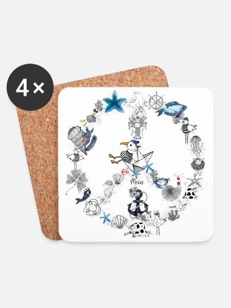 Peace - Coasters (set of 4) - white