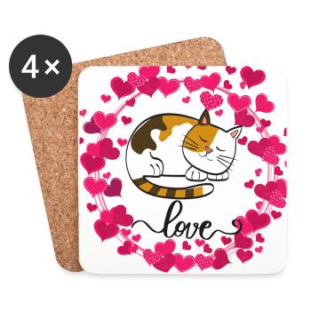 Sticker Katzen lustig 2 - Untersetzer (4er-Set) - Weiß - Vorne