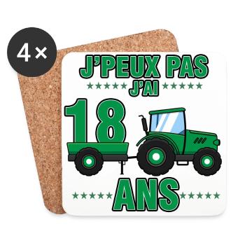 Cadeau Tracteur Cadeau 18 ans Anniversaire ferme - Dessous de verre (lot de 4) - blanc - Devant
