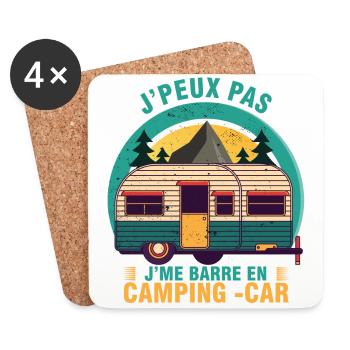 Je Peux Pas Je Me Barre En Camping Car - Dessous de verre (lot de 4) - blanc - Devant