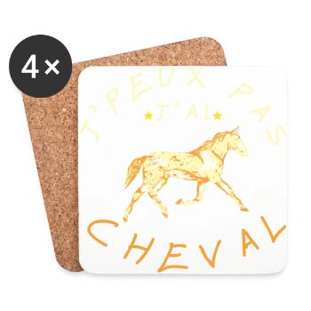 J'peux pas j'ai cheval - Dessous de verre (lot de 4) - blanc - Devant