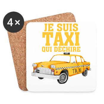 chauffeur de taxi qui déchire - Dessous de verre (lot de 4) - blanc - Devant