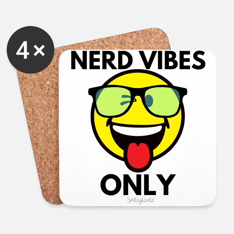 NERD VIBES ONLY - Untersetzer (4er-Set) - Weiß
