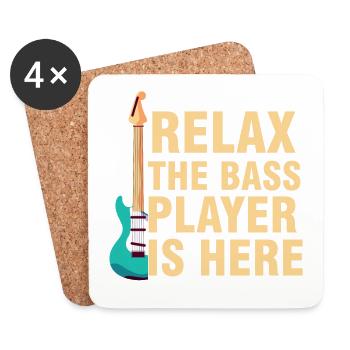 détendez-vous le bassiste est ici Drôle de guitare Bassiste - Dessous de verre (lot de 4) - blanc - Devant
